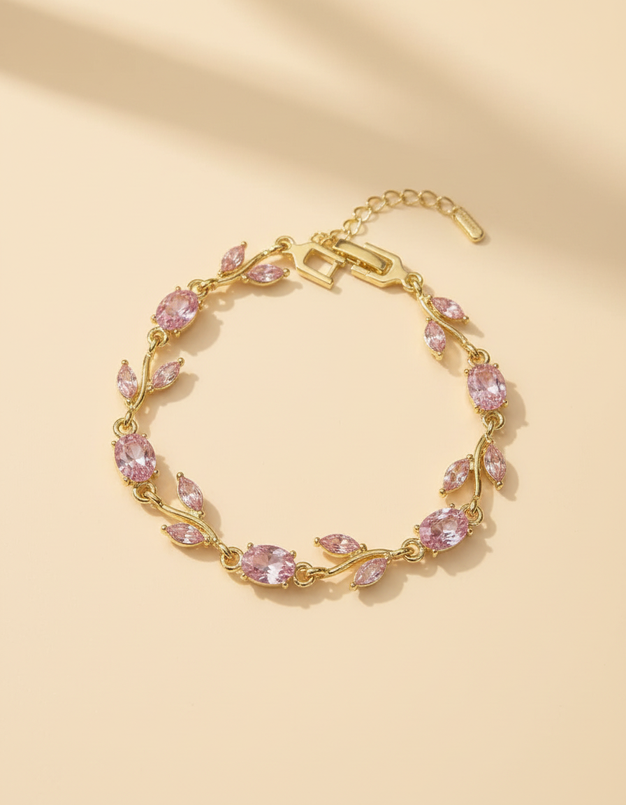 AAN Pink Tulip Minimalist Bracelet | Stainless Steel