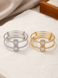Duo-Tone Princess Crystal Bangle | Anti-Tarnish